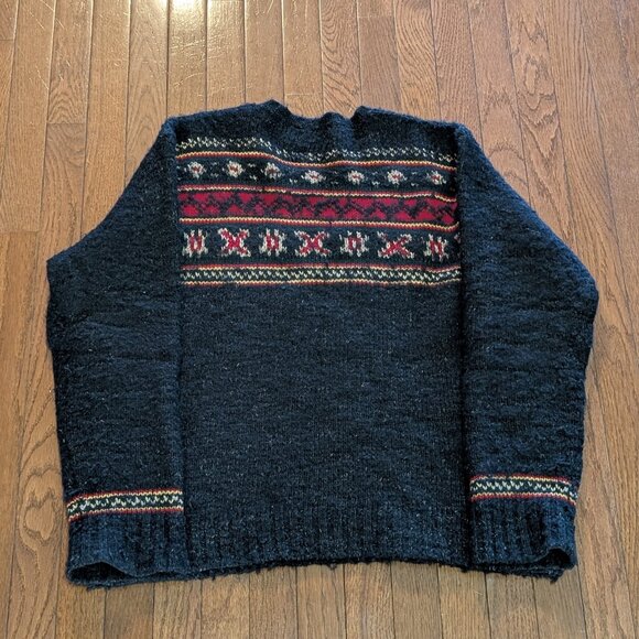 Polo Ralph Lauren Vintage Wool Linen Silk Fair Isle Elbow Patch Sweater - Size L - Picture 6 of 6